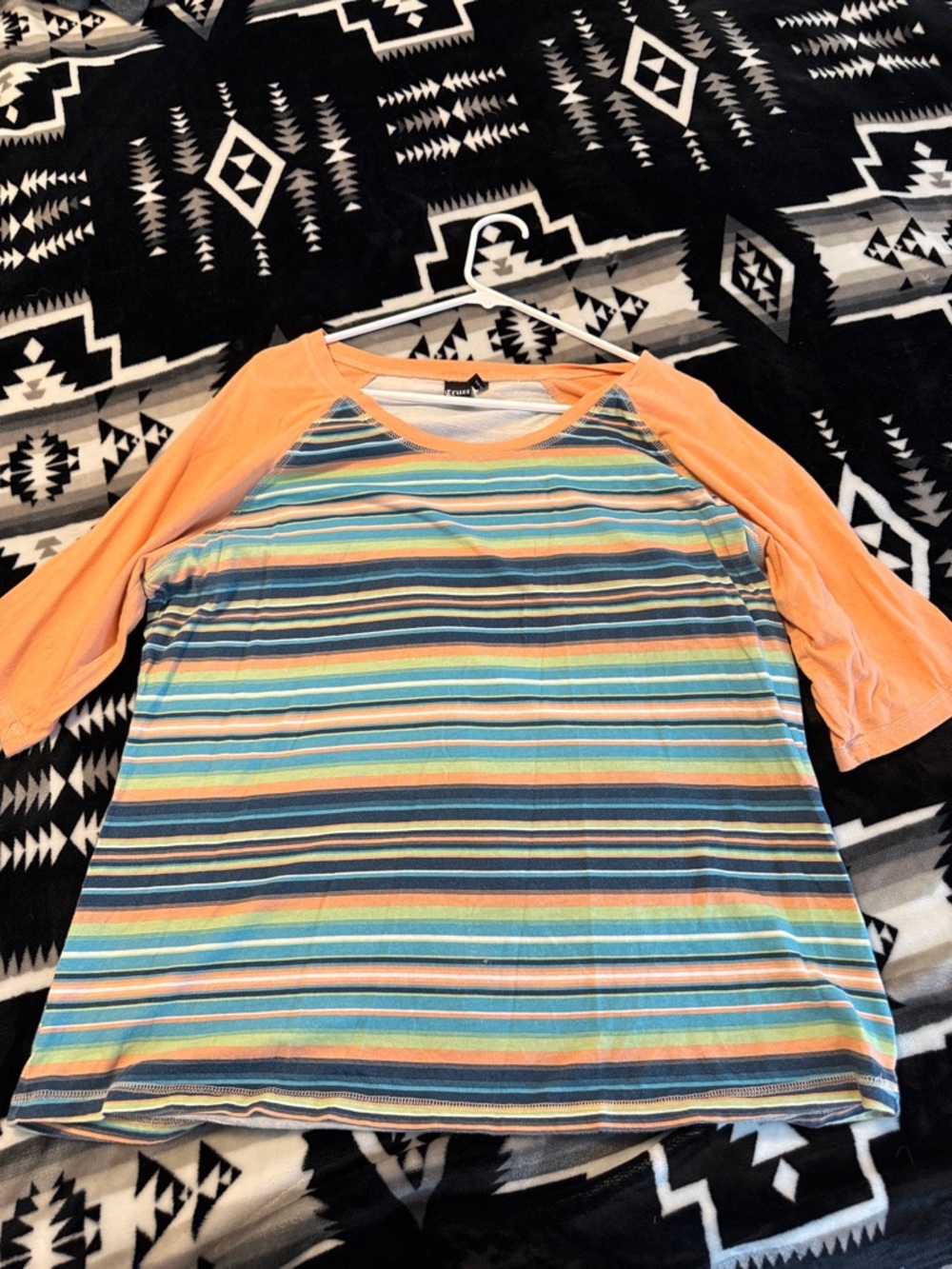 Cruel Girl Striped Shirt- Peach Sleeves